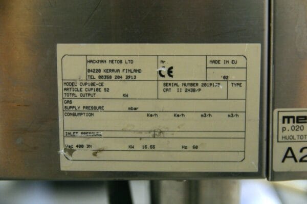 Metos CVP10E-CE -uuni jalustalla - Image 8